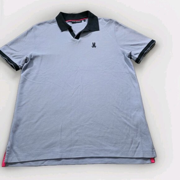 Psycho Bunny Polo Shirt Men 5 / M Lavender SS Logo Pique Edgy Preppy Cotton Bold - Picture 8 of 14